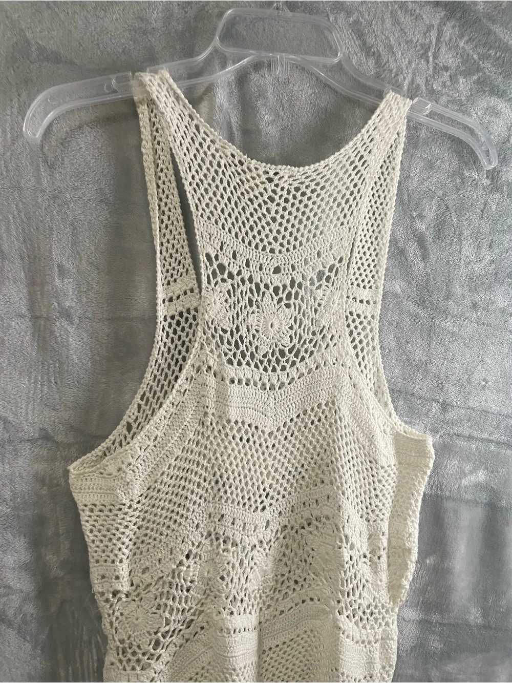 Crochet mini dress fringe swim coverup - Picture 13 of 16
